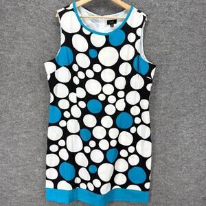 I Le Dress Women 18 Plus Black Polka Dot Shift Short Zipper Sleeveless Casual